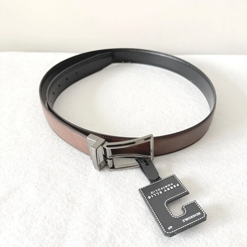 Perry Ellis Portfolio Reversible Leather Belt‎ Size 40 Brown Black NWT